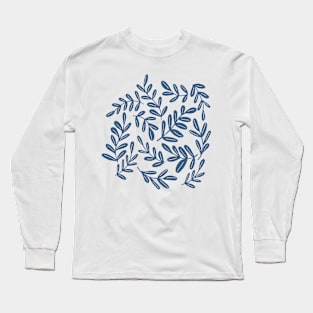 Autumn forest leaves in blue Long Sleeve T-Shirt